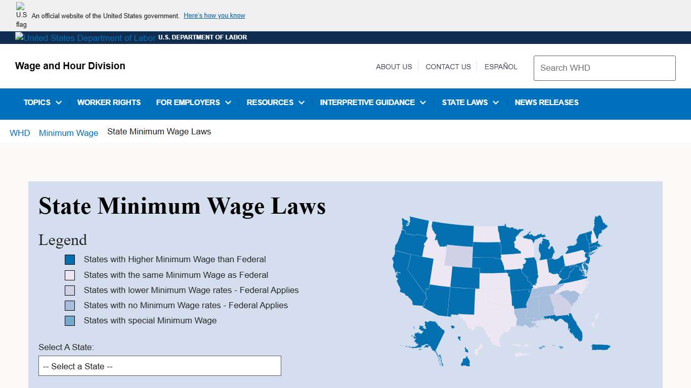 State Minimum Wage Laws U.S. Department of Labor